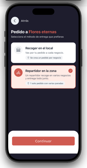 Piter Eats App - Método de entrega